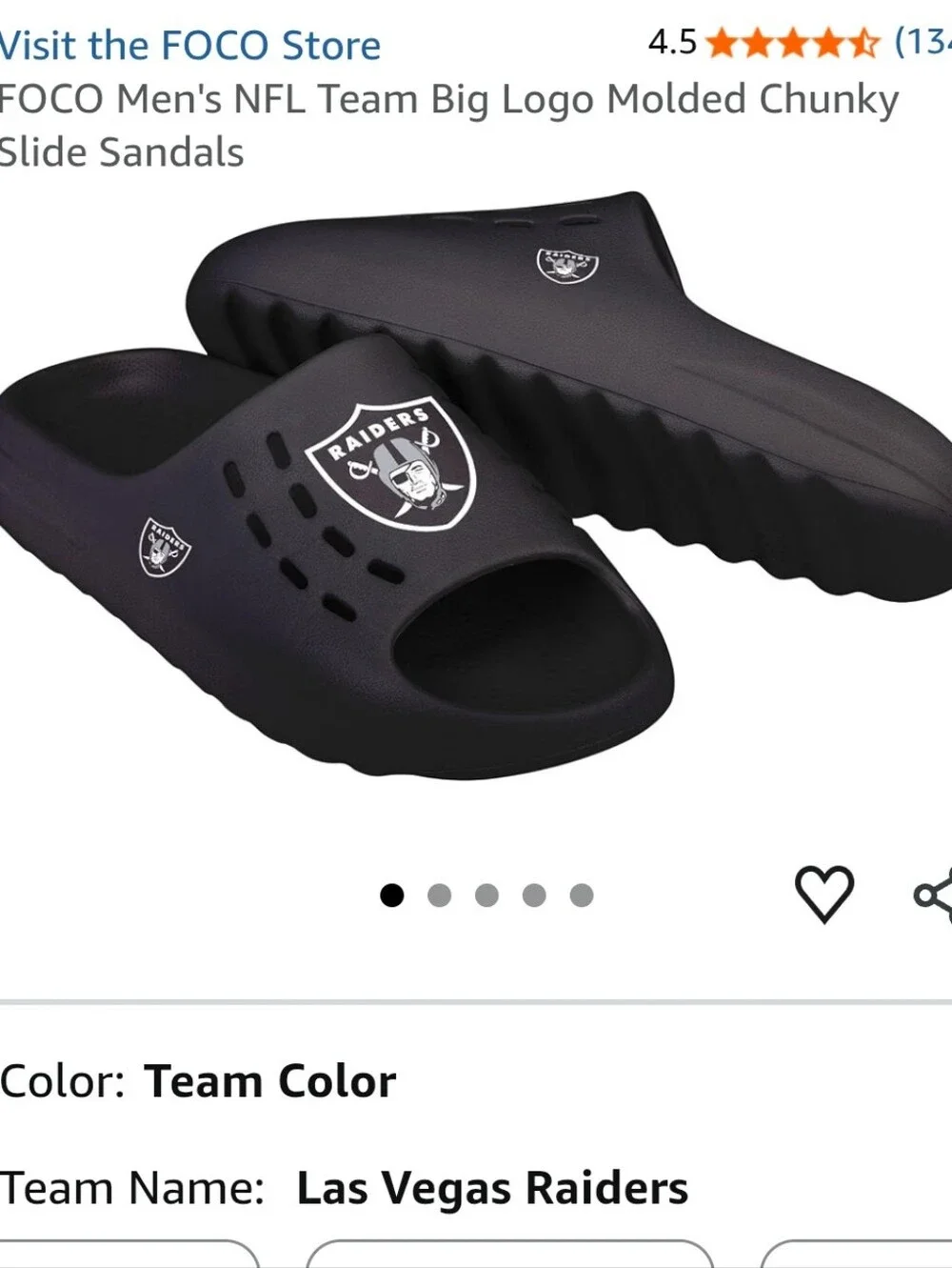 Las Vegas Raiders Chunky Logo Slide Sandals - Black Size Small 7-8